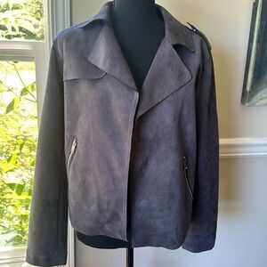 Philosophy Grey Faux Suede Leather‎ Moto Jacket Women’s Size Medium